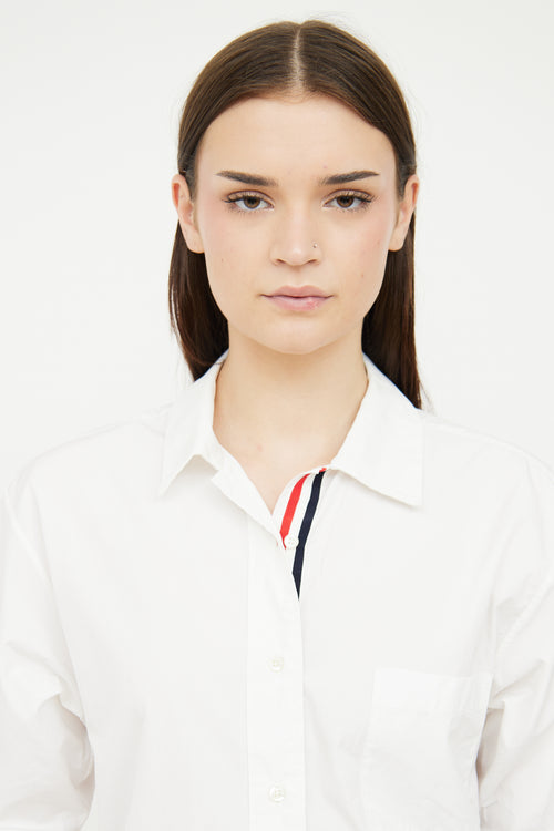 Thom Browne White Button Short Sleeve Top