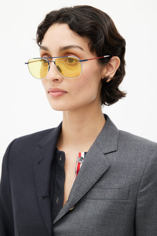 Thom Browne Yellow 
Multi TB103B Aviator Sunglasses