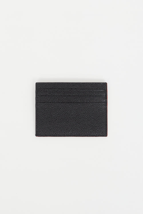 Thom Browne Black Pebbled Leather Cardholder