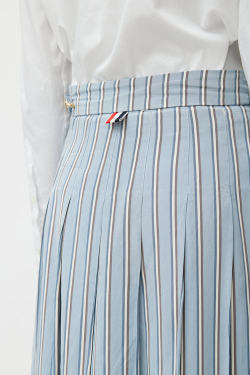 Thom Browne Blue 
White Stripes Tie Skirt Suit