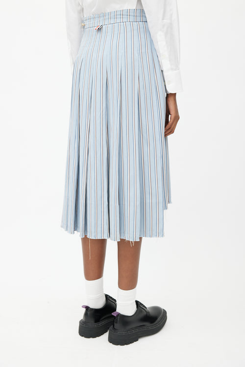 Thom Browne Blue 
White Stripes Tie Skirt Suit