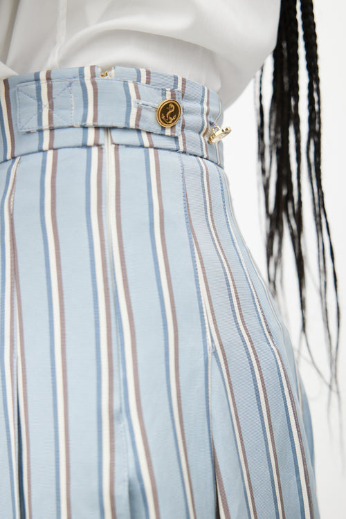 Thom Browne Blue 
White Stripes Tie Skirt Suit