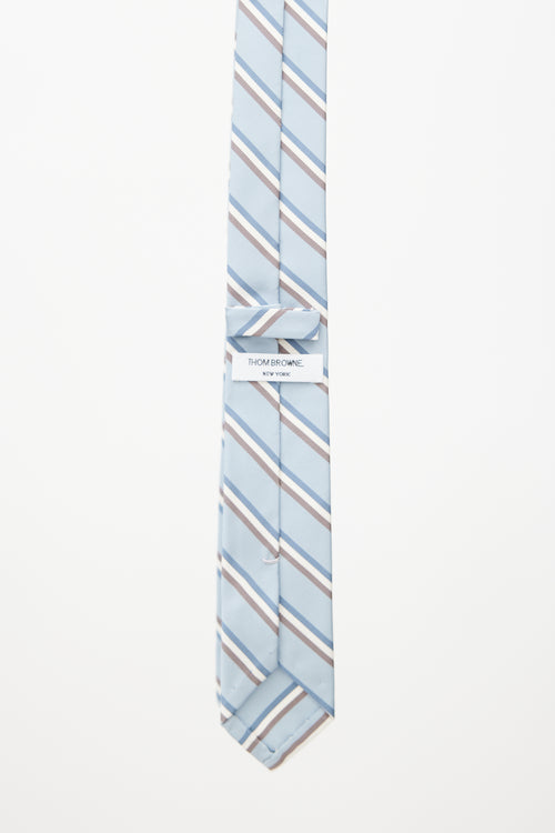 Thom Browne Blue 
White Stripes Tie Skirt Suit