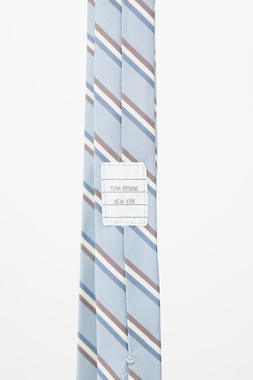 Thom Browne Blue 
White Stripes Tie Skirt Suit