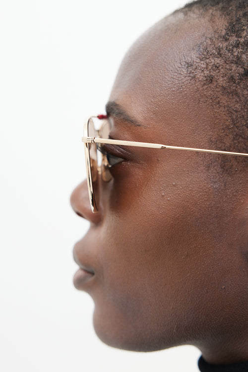 Thom Browne Gold TB015 Reflective Aviator Sunglasses