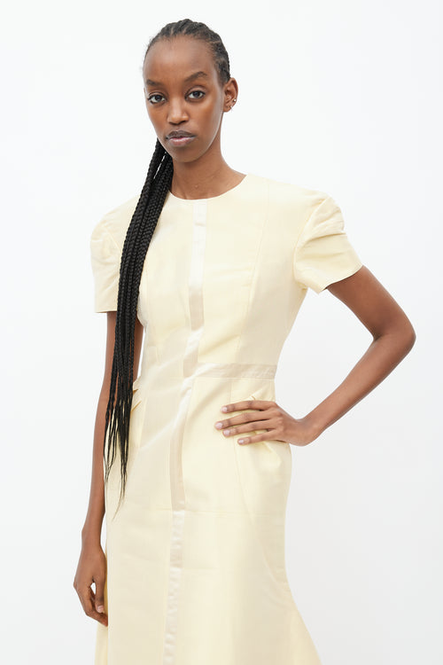 Thom Browne Gold Panelled Fitted Midi Dress