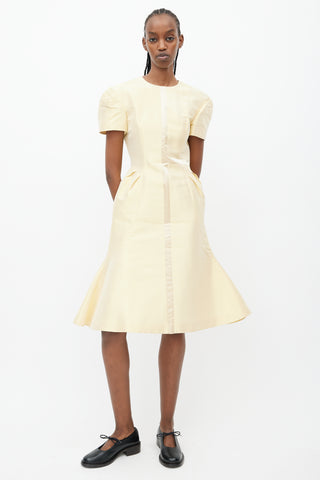 Thom Browne Gold Panelled Fitted Midi Dress