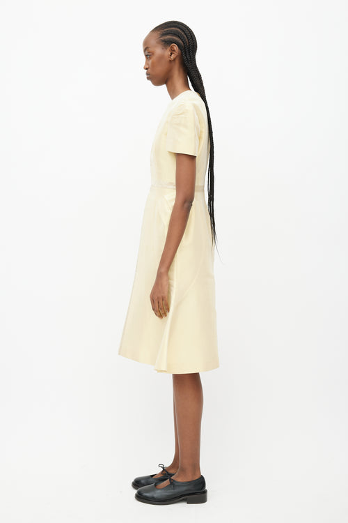 Thom Browne Gold Panelled Fitted Midi Dress