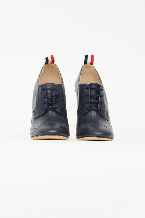 Thom Browne Navy Leather Ankle Pump Boot