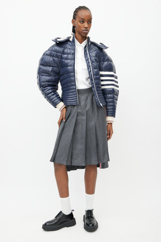 Thom Browne Navy Down Puffer Short Jacket