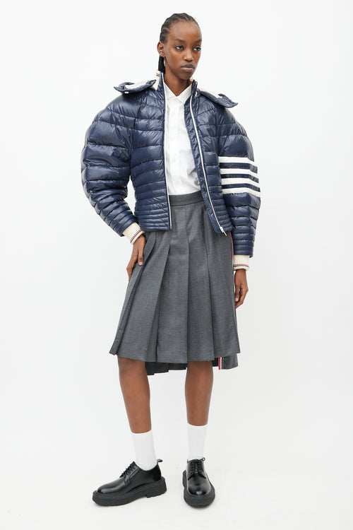 Thom Browne Navy Down Puffer Short Jacket