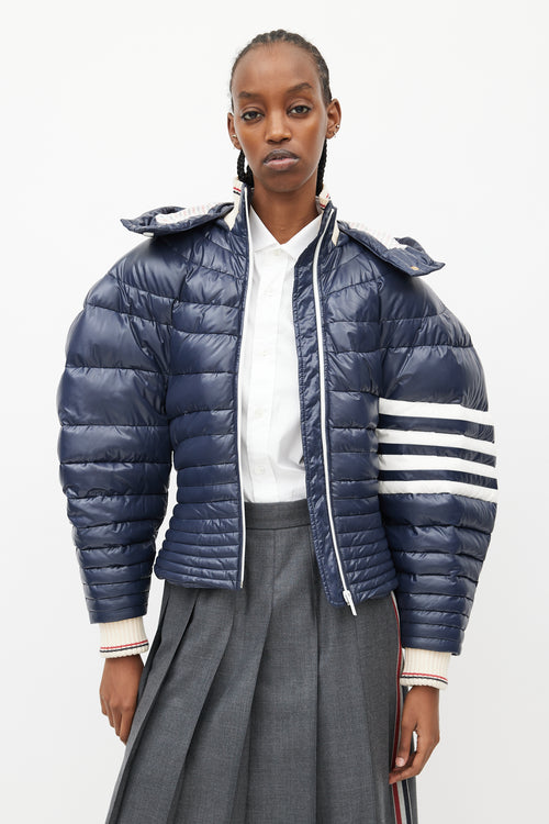 Thom Browne Navy Down Puffer Short Jacket