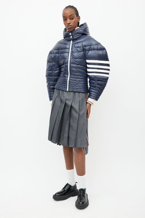 Thom Browne Navy Down Puffer Short Jacket