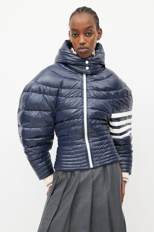 Thom Browne Navy Down Puffer Short Jacket