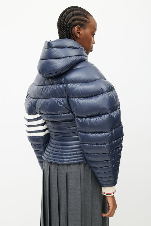 Thom Browne Navy Down Puffer Short Jacket