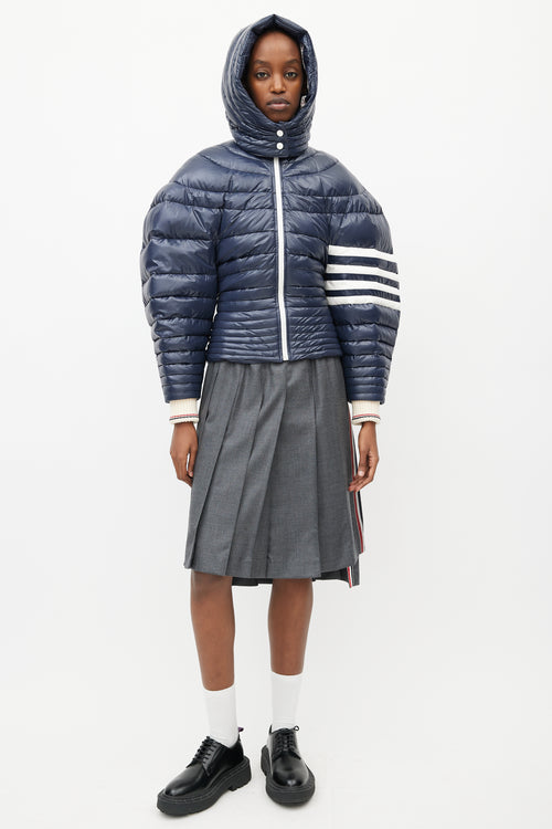 Thom Browne Navy Down Puffer Short Jacket