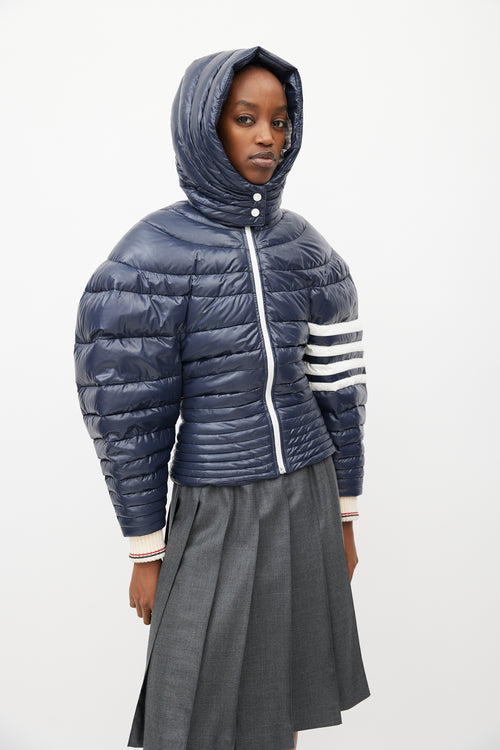 Thom Browne Navy Down Puffer Short Jacket