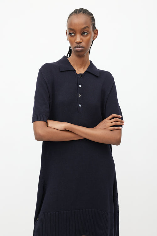 Thom Browne Navy Knit Polo Wrap Dress