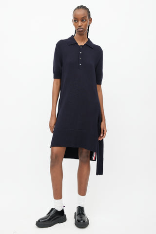 Thom Browne Navy Knit Polo Wrap Dress