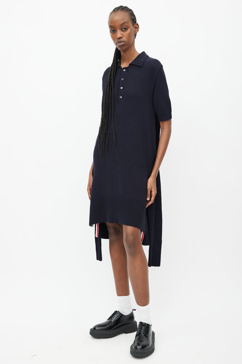 Thom Browne Navy Knit Polo Wrap Dress