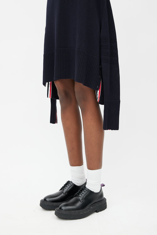 Thom Browne Navy Knit Polo Wrap Dress