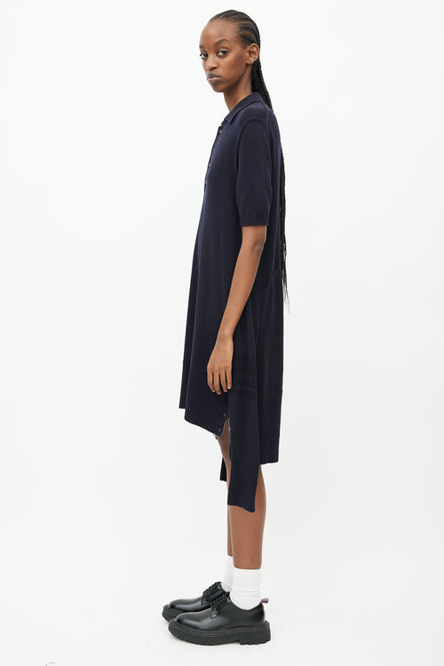 Thom Browne Navy Knit Polo Wrap Dress