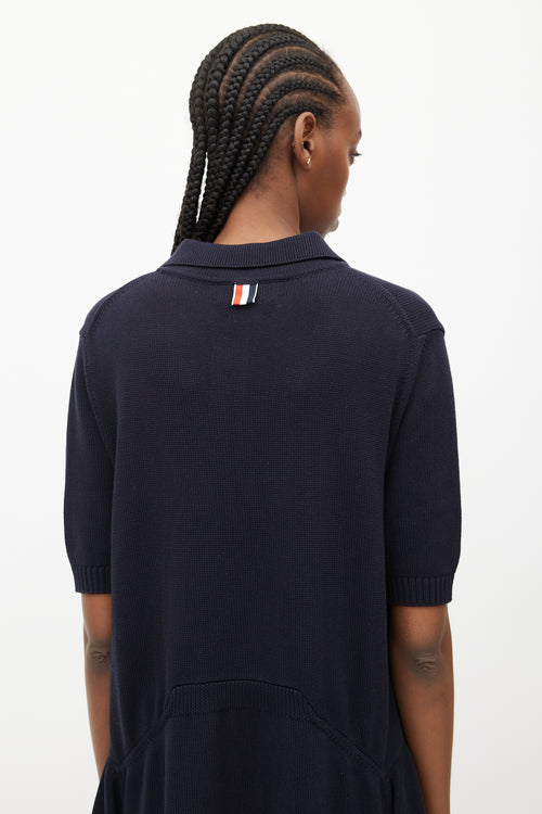 Thom Browne Navy Knit Polo Wrap Dress