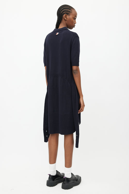 Thom Browne Navy Knit Polo Wrap Dress