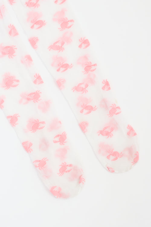 Thom Browne White 
Pink Icon Intarsia Tights