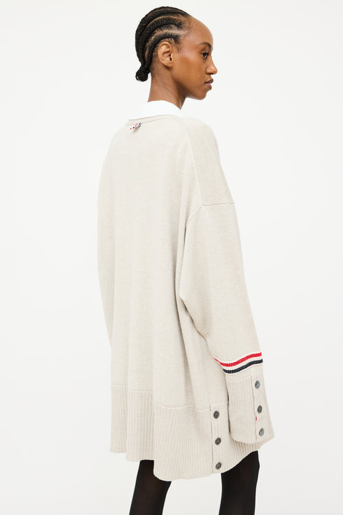 Thom Browne Grey 
Multi Wool Knit Striped Oversized Cardigan