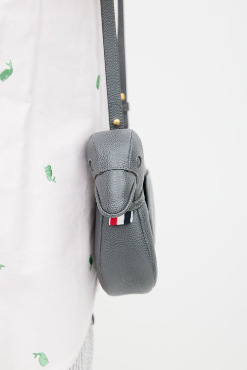 Thom Browne Grey Leather Icon Crossbody Bag