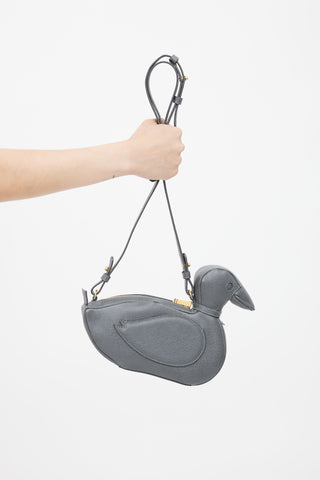 Thom Browne Grey Leather Icon Crossbody Bag