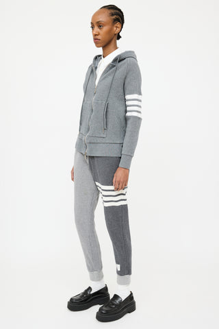 Thom Browne Grey 
White Four Bar Jogger