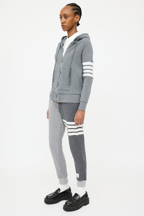 Thom Browne Grey 
White Four Bar Jogger