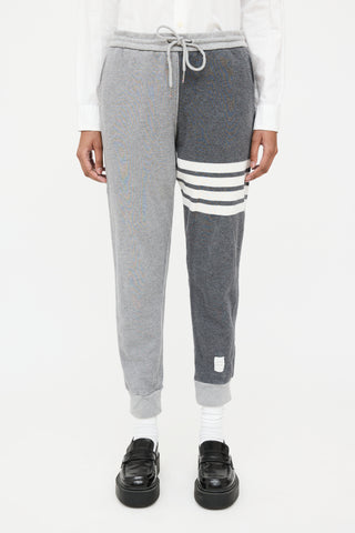 Thom Browne Grey 
White Four Bar Jogger