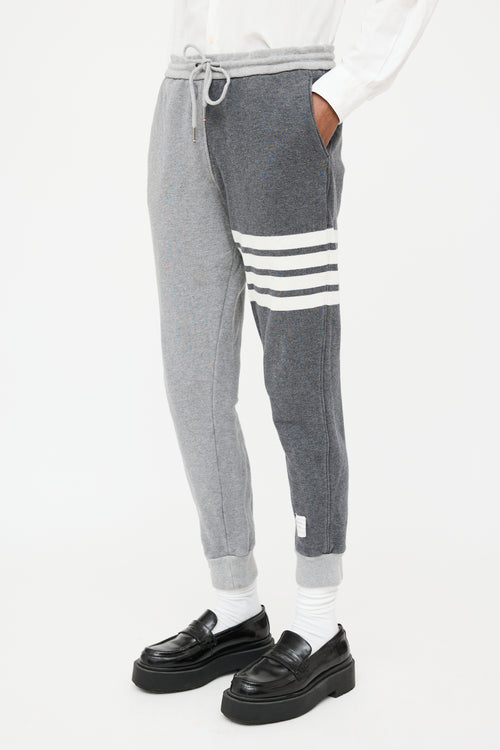 Thom Browne Grey 
White Four Bar Jogger