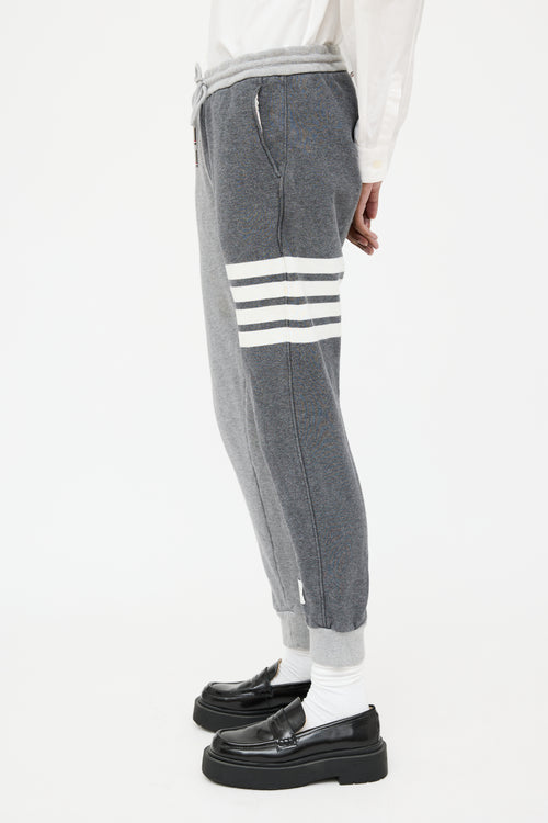 Thom Browne Grey 
White Four Bar Jogger