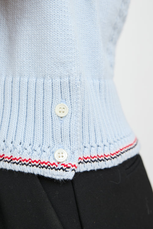 Thom Browne Blue Pointelle Knit Sweater