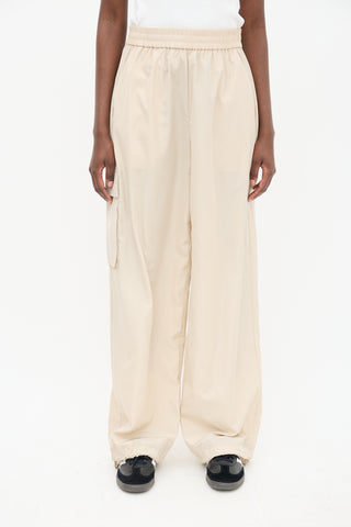 Tibi Beige Cargo Drawstring Trouser