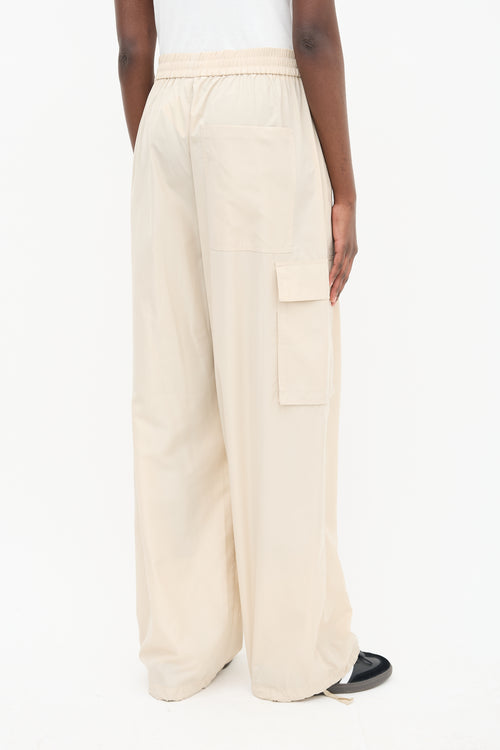 Tibi Beige Cargo Drawstring Trouser