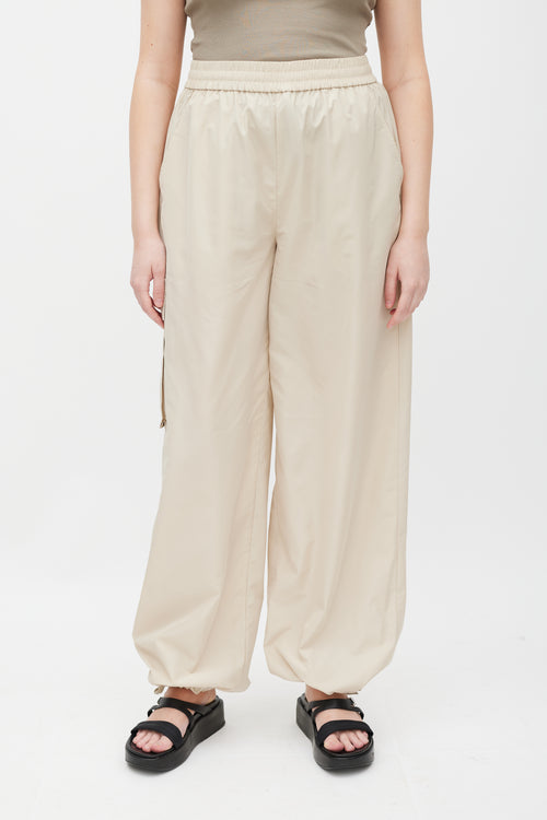 Tibi Beige Nylon Cargo Trouser