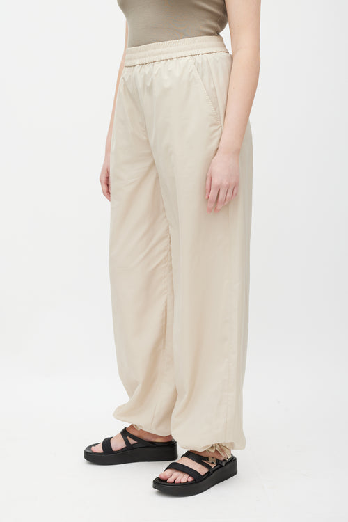 Tibi Beige Nylon Cargo Trouser