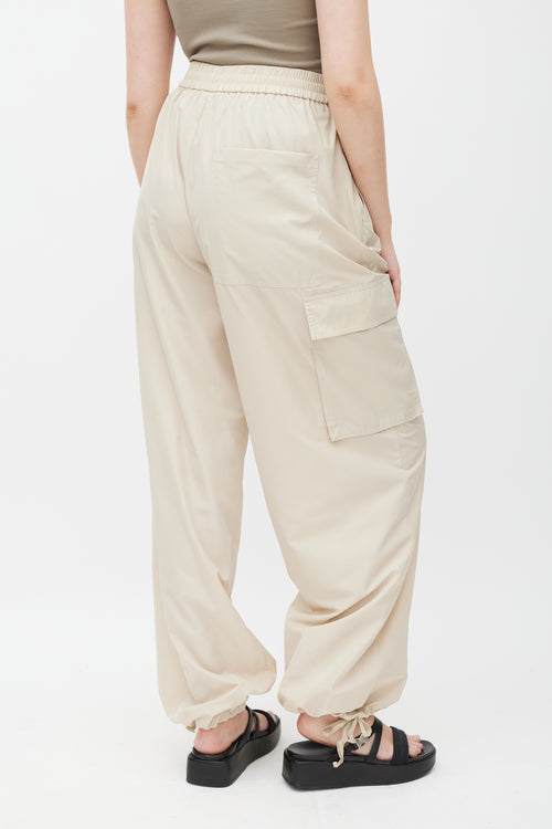 Tibi Beige Nylon Cargo Trouser