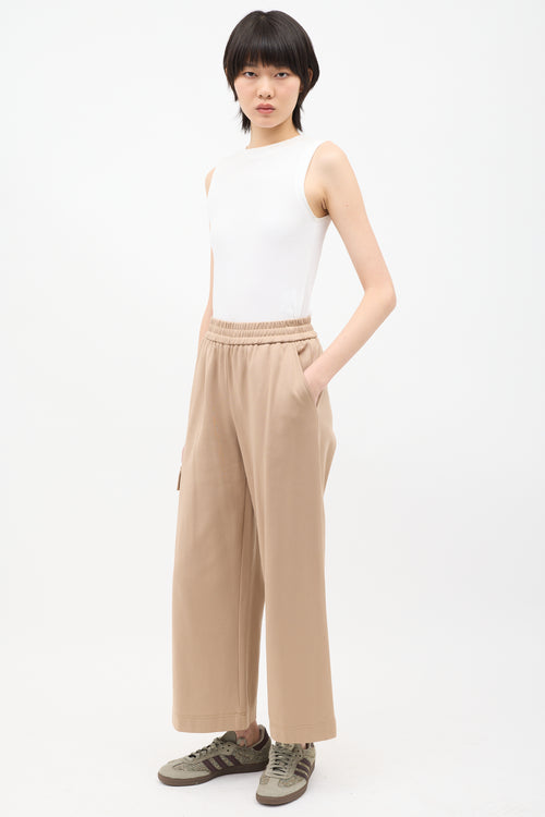 Tibi Beige Wide Leg Lounge Pant