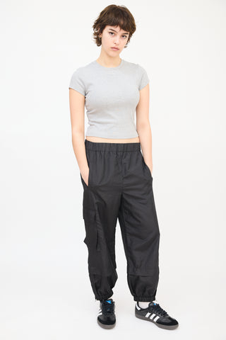 Tibi Black Nylon Layered Jogger Pants