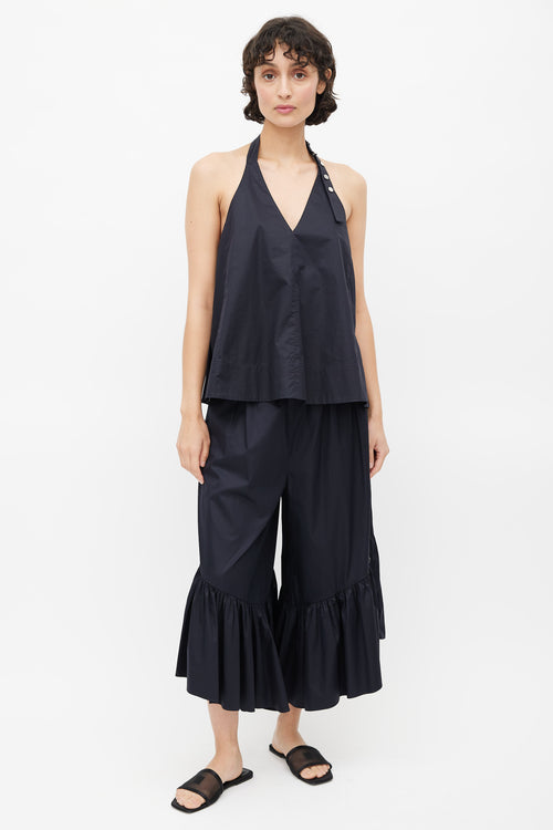 Tibi Black Ruffled Co-Ord Set