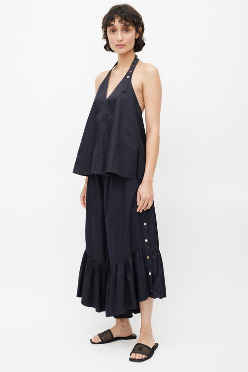 Tibi Black Ruffled Co-Ord Set