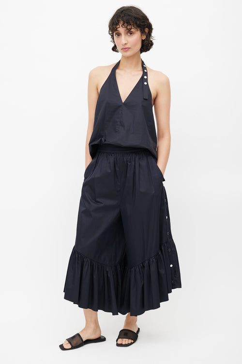 Tibi Black Ruffled Co-Ord Set