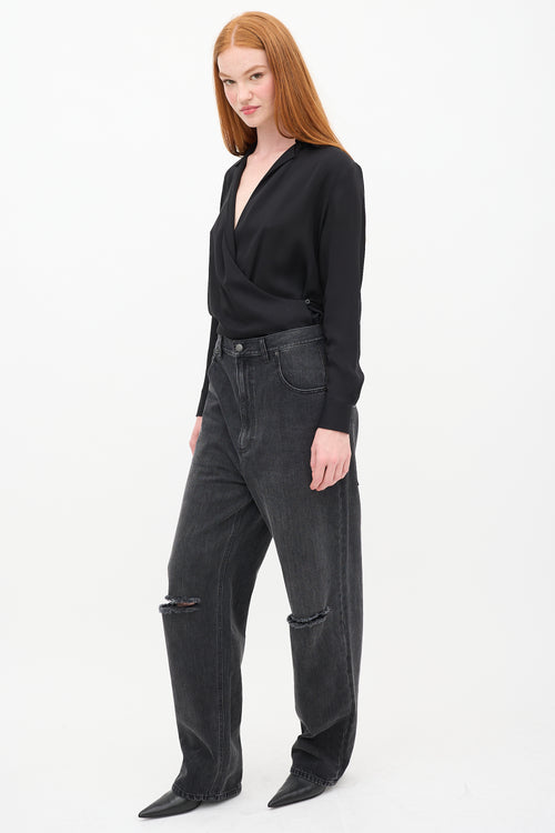 Tibi Washed Black Ryder Ripped Jeans