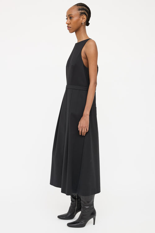 Tibi Black Seam Panel Pleat Jumpsuit